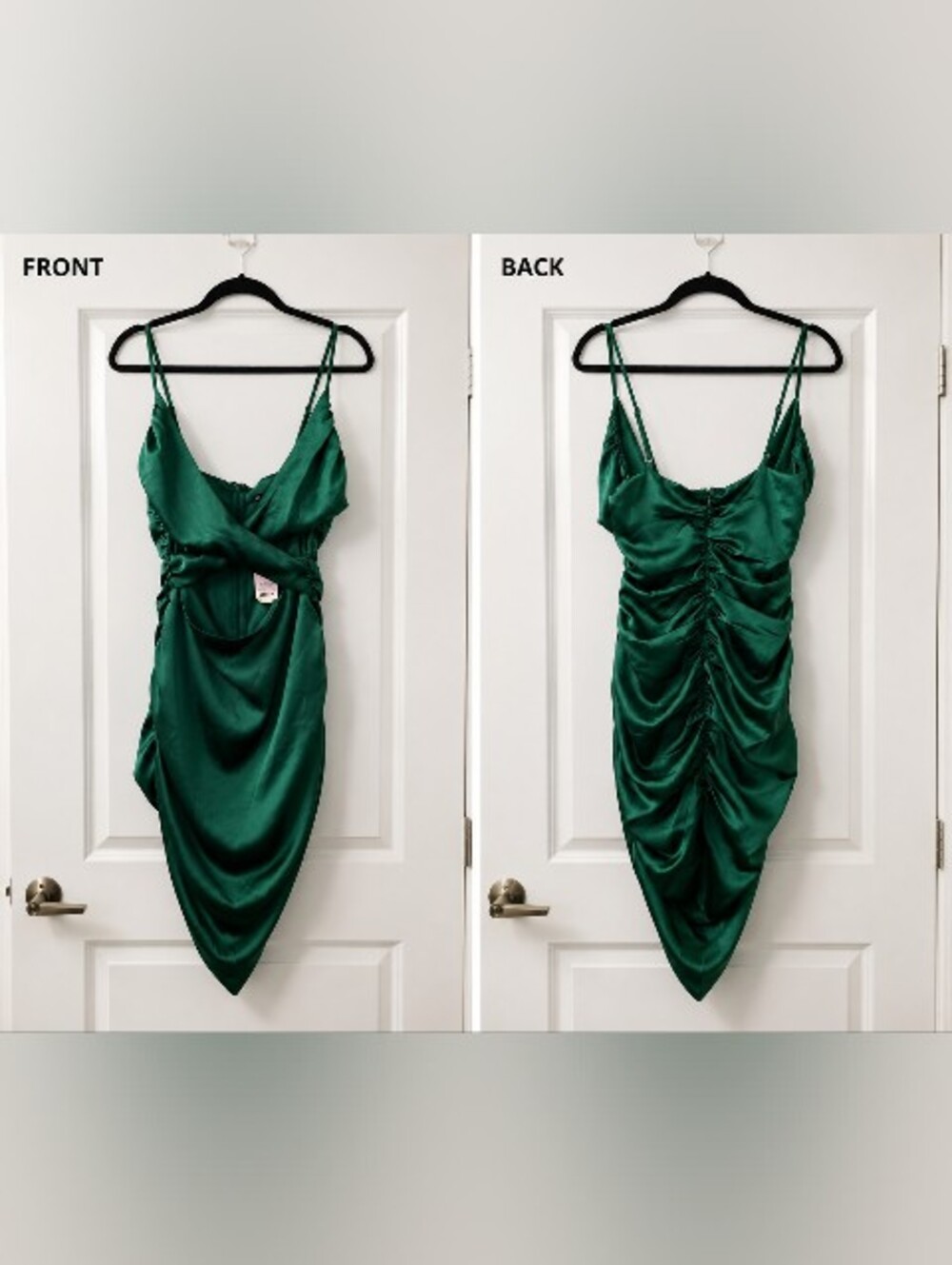 wild fable Emerald Green Night Out Glam Y2K Ruched Clubwear Mini Dress Size M